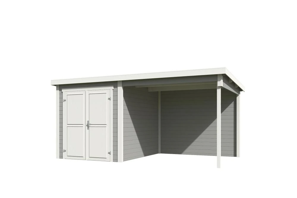 Outdoor Life Blokhut Finn Platinum Grey-Wit 450 x 250 cm - Afbeelding 1